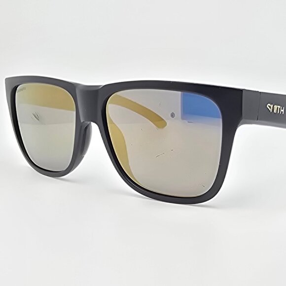 Smith Lowdown 2 Black Frame ChromaPop Polarized Gold Mirror Lens Sunglasses 55mm - Picture 1 of 14